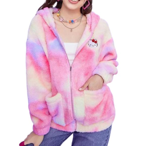 HELLO KITTY Tie Dye Fleece Zip Hoodie, size XS - Picture 1 of 2